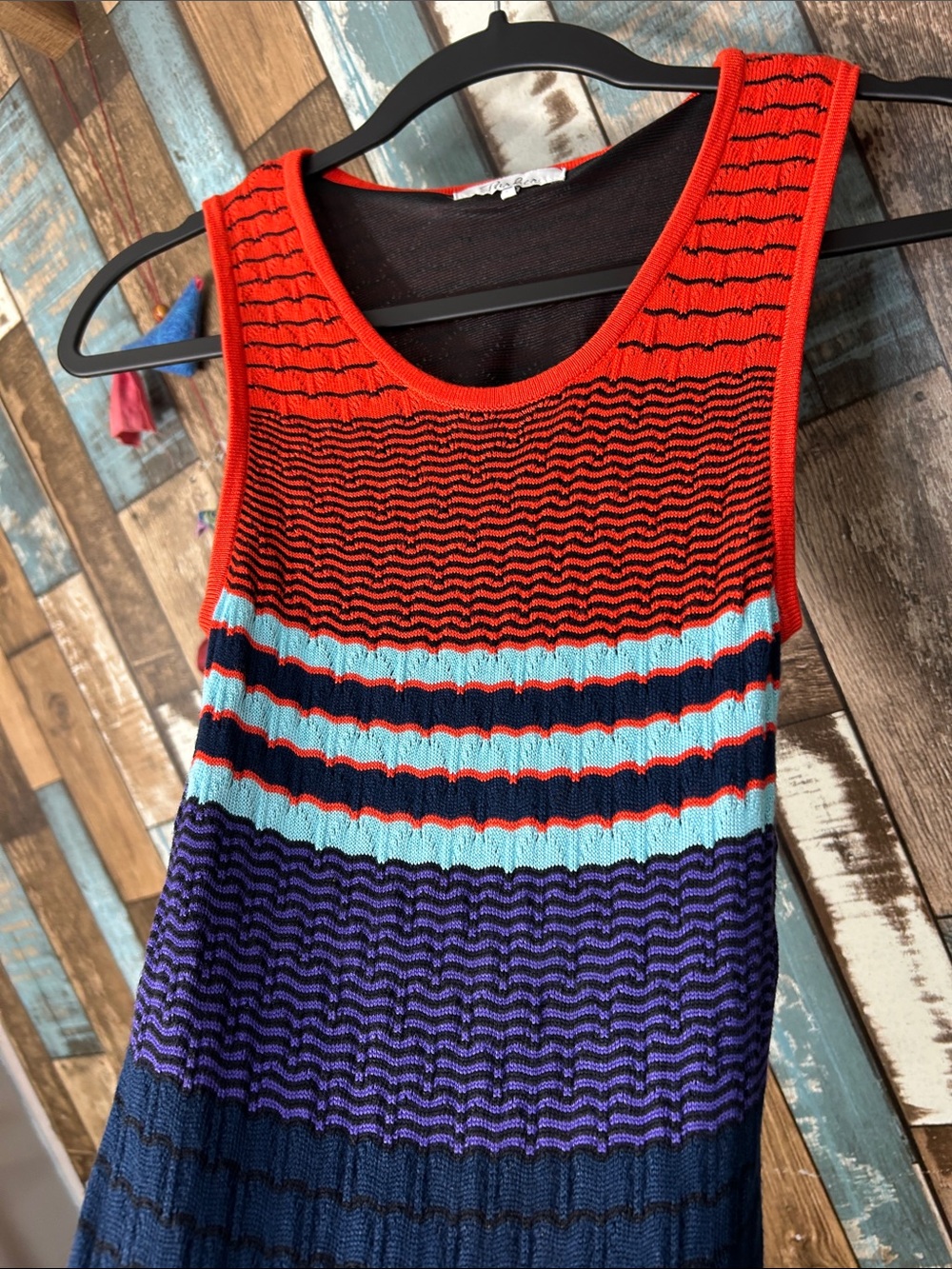 Parker Multicolor Knit Maxi Dress - Red, Light Blue, Navy, Purple. - Picture 9 of 16